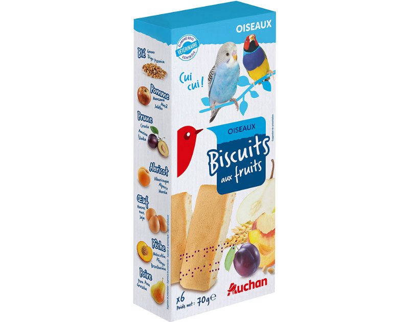 Biscoitos Para Aves Auchan Com Frutas Pack 6 Unidades