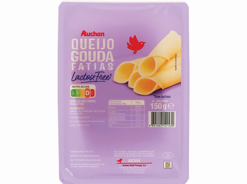 Queijo Gouda Auchan Sem Lactos Fatias 150 g