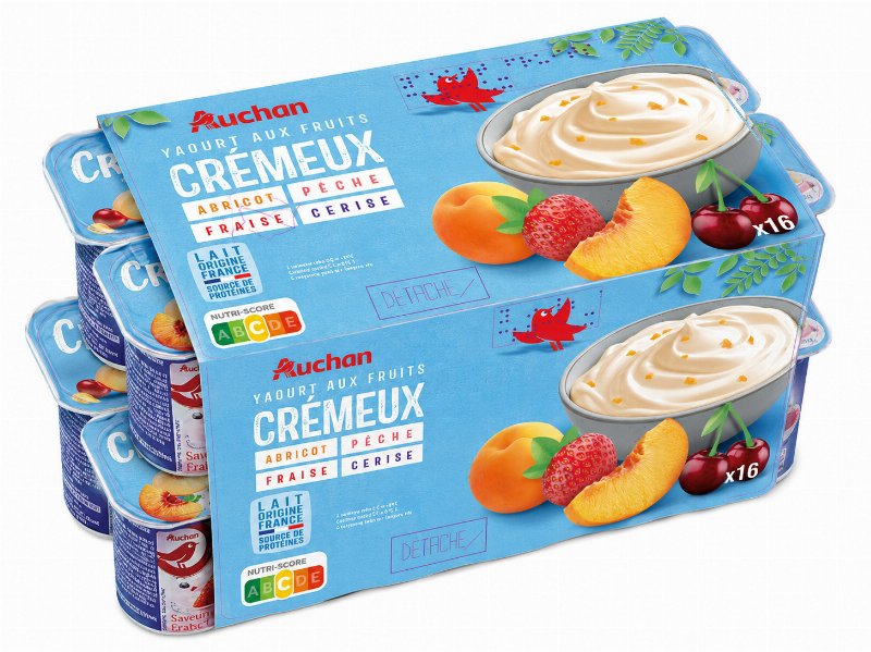 Iogurte Cremoso Auchan C/Pedaços 4 Frutas 16X125 g