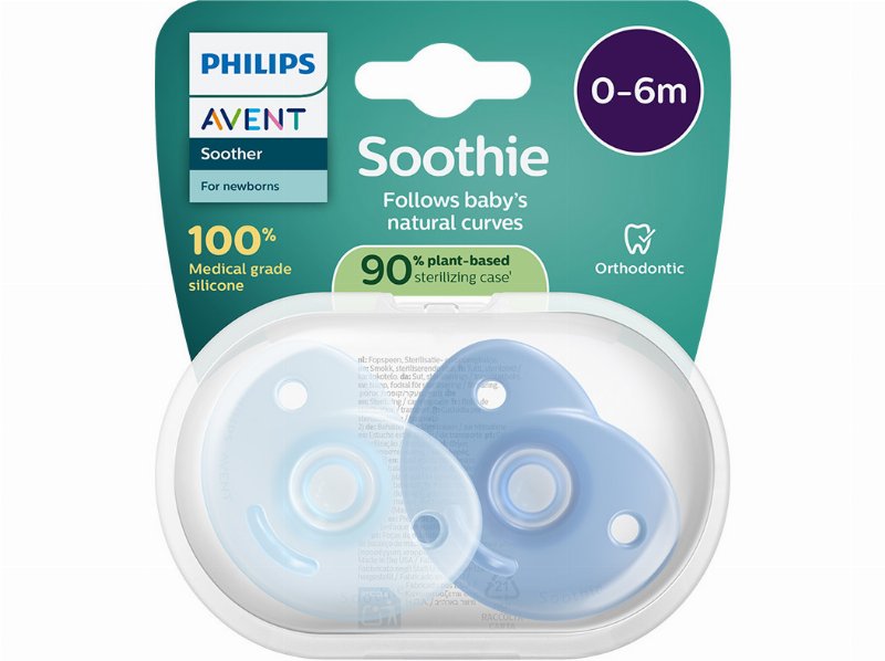 Chupeta Avent Soothie 0-6M Azul 2Un