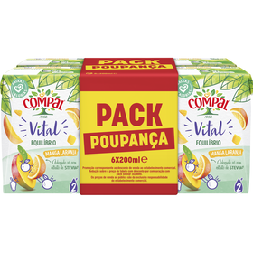 Néctar Manga E Laranja Com Stevia Compal Vital Equilíbrio 6 X 20 cl