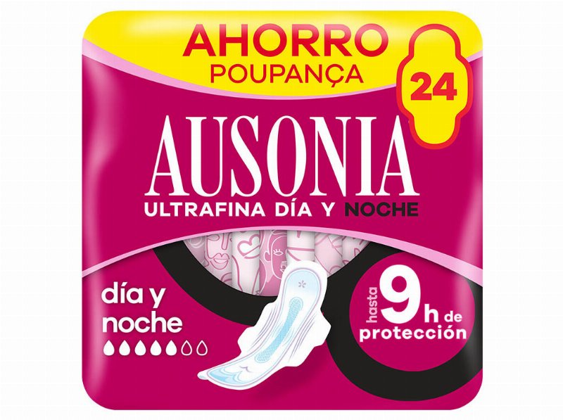 Pensos Higiénicos Ultrafina Noite Com Abas Ausonia 24 Un