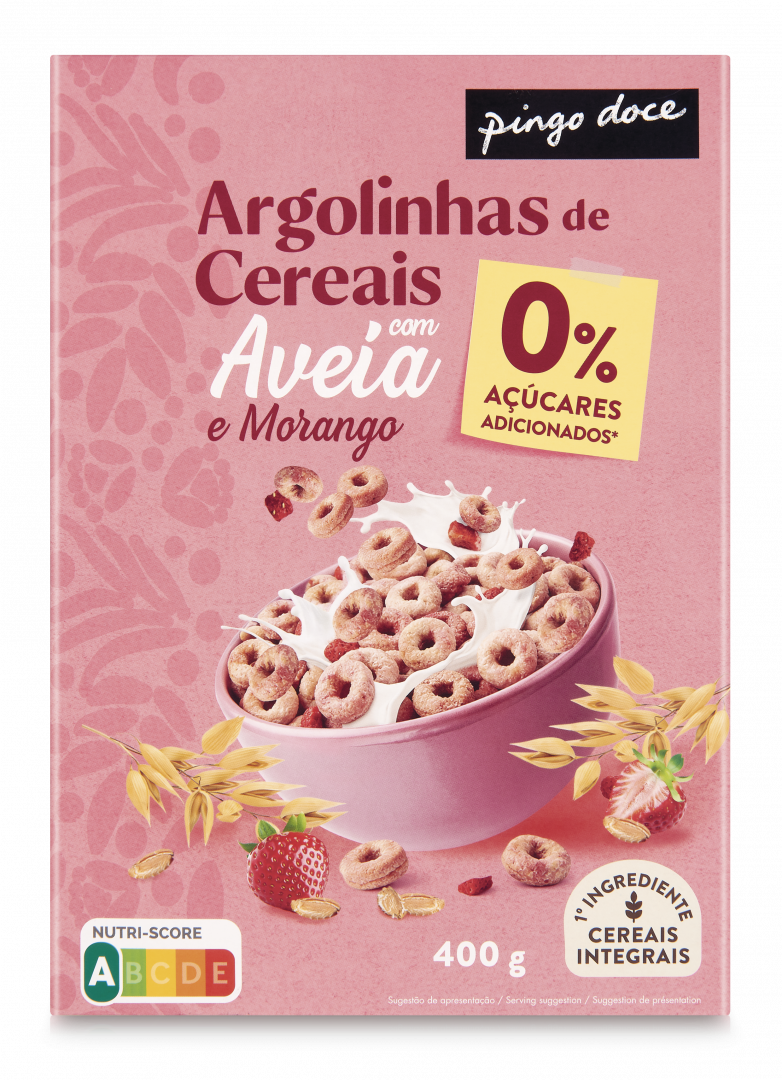 Cereais Argolinhas Sabor A Morango Pingo Doce 0.4Kg