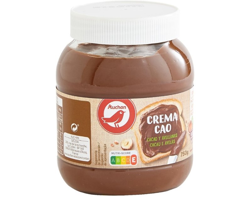 Creme Auchan Para Barrar De Cacau Magro E Avelãs 750 g