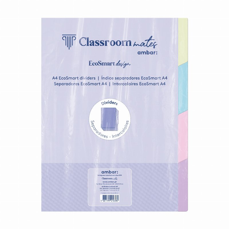 Separador Para Caderno Ecosmart Ambar A4 4 Posições