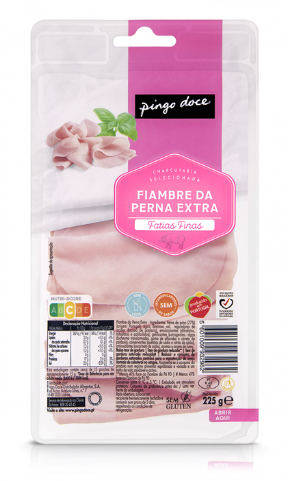 Fiambre Da Perna Extra Fatias Finas Pingo Doce 0.225Kg
