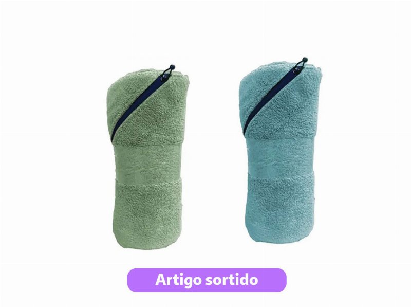 Toalha Ginásio Com Bolso Fecho Zip 400 g 50X90Cm Cores Sortidas