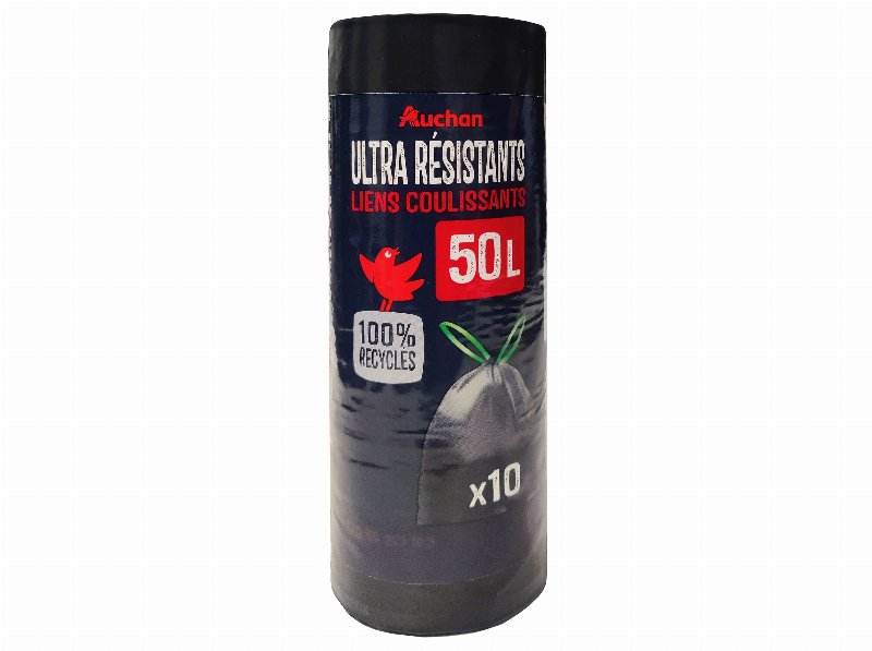Saco De Lixo Auchan Ultrarresistente 50 l 100%Reciclados 10Un