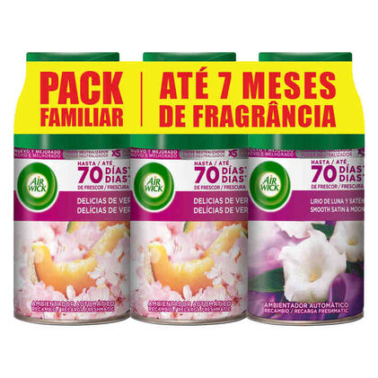 Recarga Ambientador Freshmatic Delícias De Verão E Satin & Moon Air Wick 3Un