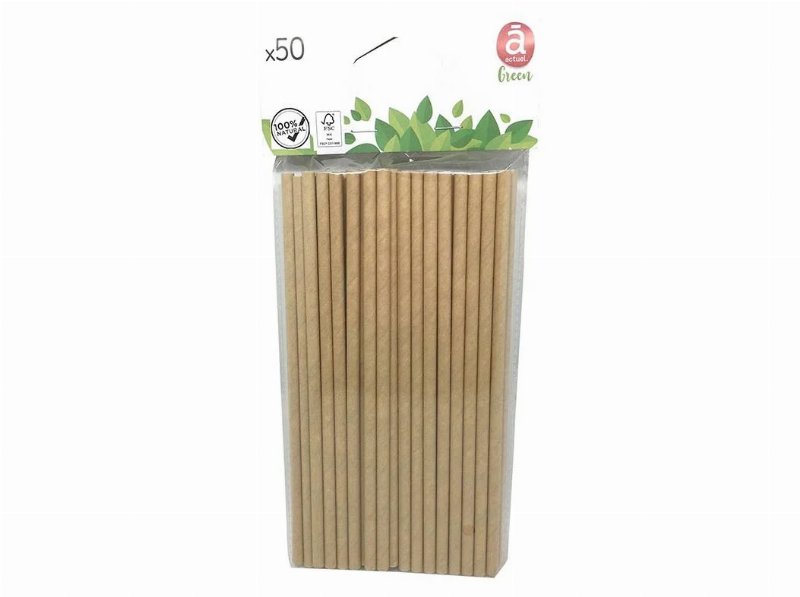 Palhinhas Papel Kraft Actuel 50Un