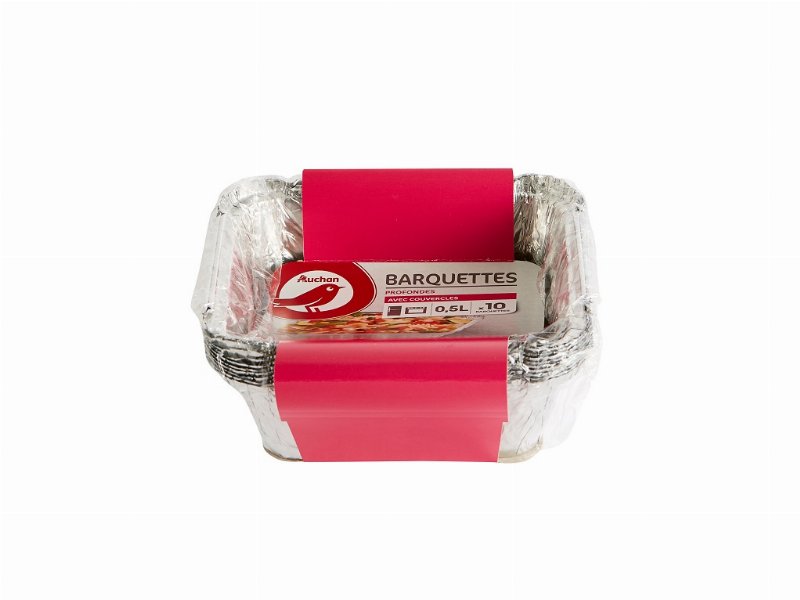 Tabuleiros Com Tampa Descartável Auchan Aluminio 0.5 l Pack 10Unidades