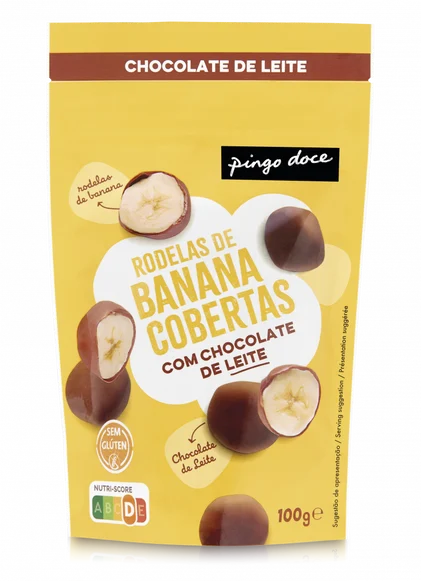 Rodelas De Banana Cobertas Com Chocolate De Leite Pingo Doce 0.1Kg