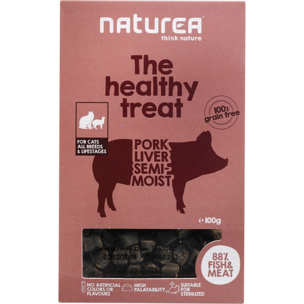 Snack Para Gato De Fígado De Porco Semi-Húmido Sem Glúten 100 g