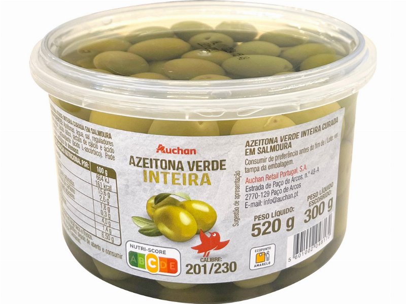 Azeitona Verde Auchan Inteira 520(300)G
