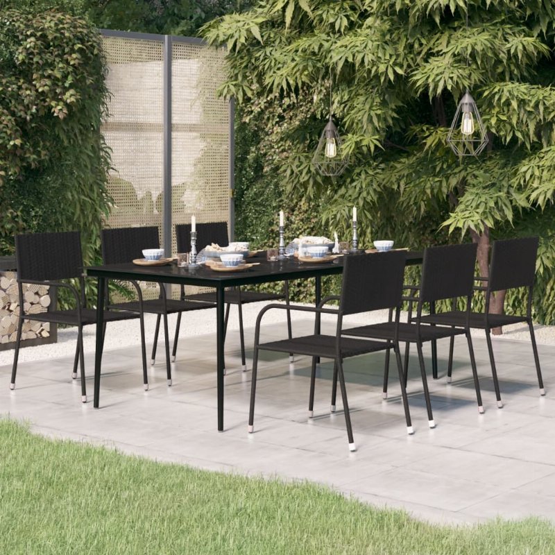 Hkh Mesa De Jantar Para Jardim Aço E Vidro - Preto