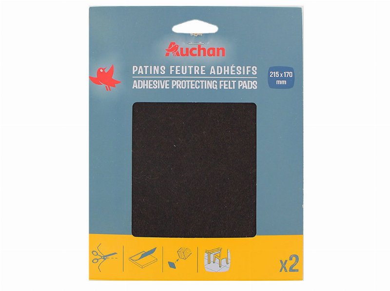 Feltro Protector Auchan Castanho Adesivo 2 Peças 215X170Mm