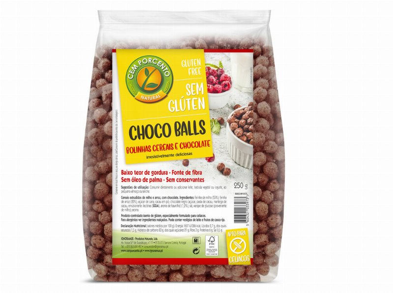 Cereais Cem Porcento Choco Balls Sem Glúten 250 g
