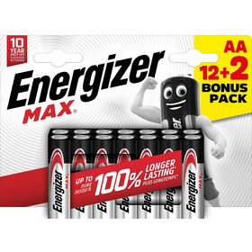 Pilhas Aa Max Energizer 12 + 2 Un