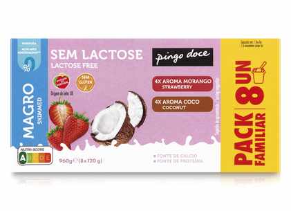 Iogurte Magro Sem Lactose De Morango E Coco Pingo Doce 0.96Kg