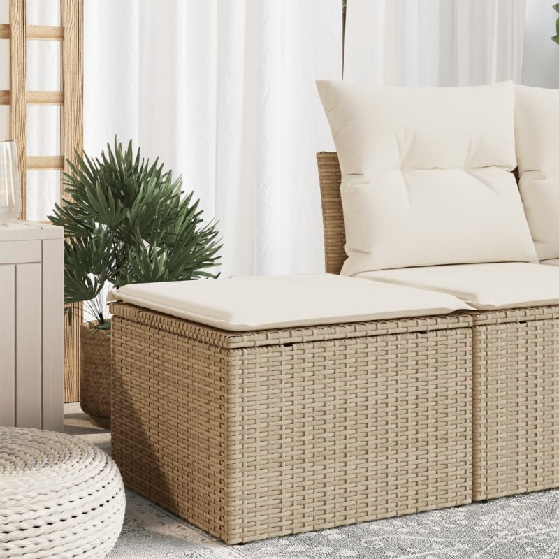 Hkh Banco De Jardim Com Almofada 55X55X37 Cm Vime Pé - Bege