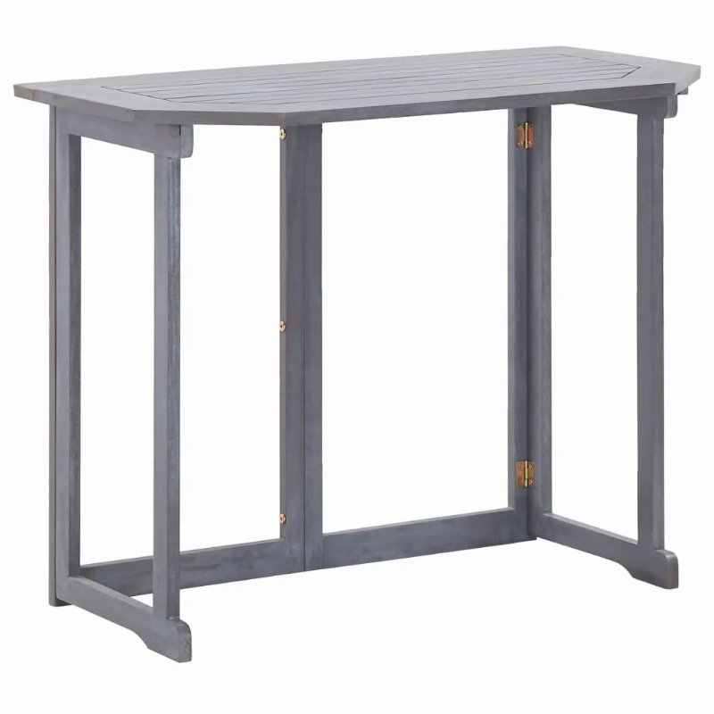 Hkh Mesa De Varanda Dobrável 90X50X74 Cm Madeira De Acácia Maciça - Cinzento
