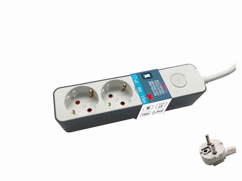 Bloco Multitomada Auchan 3 Entradas Com Interruptor 1.5M