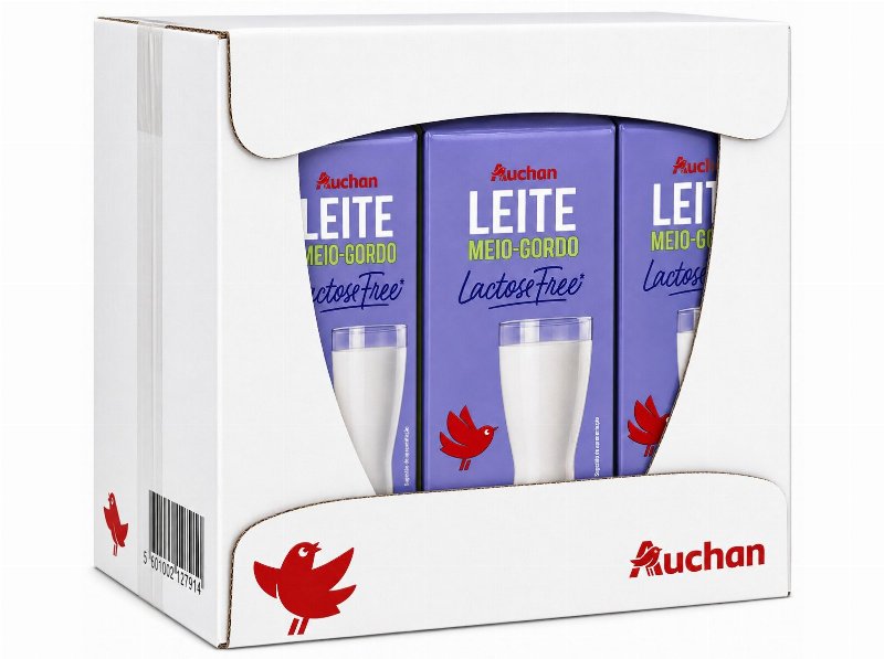 Leite Uht Meio Gordo Auchan Sem Lactose 6X1 l