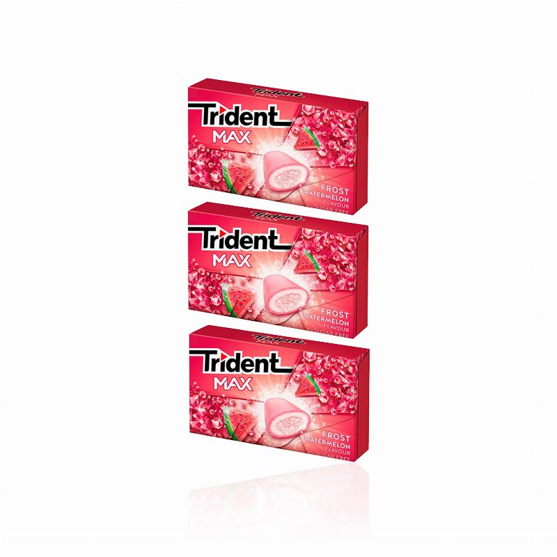 Trident Max Frost Pastilha Elástica Melancia 20 gr - Pack 3 X 20 gr