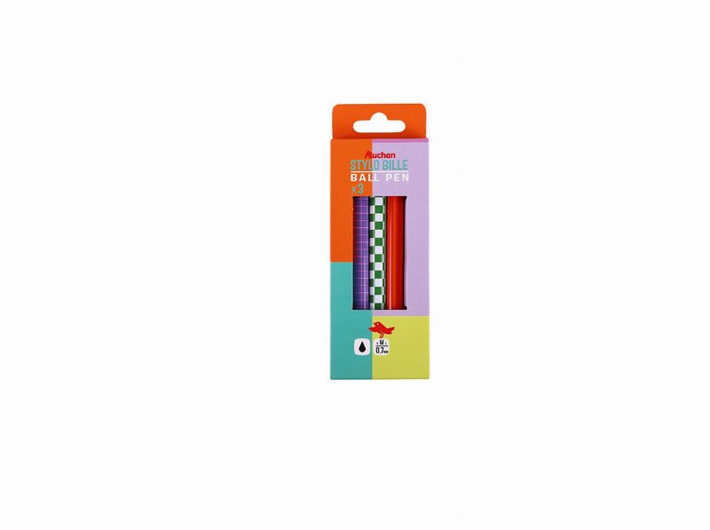 Conjunto De 3 Canetas Retrátil Auchan Tinta Preta Vintage Palette