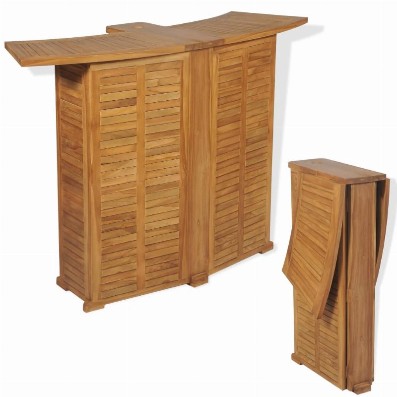 Hkh Mesa De Bar Dobrável 155X53X105 Cm Madeira Teca Maciça - Marrom