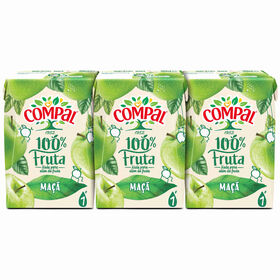 Sumo 100% Maçã Compal 100% Fruta 3 X 20 cl
