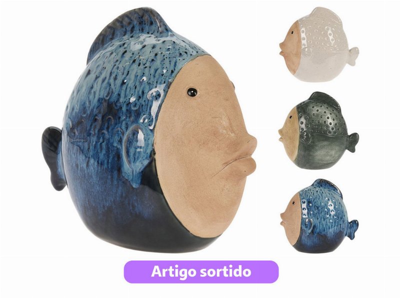 Decoração Peixe Porcelana 20.5X11.5X19Mm Cores Sortidas