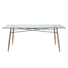 Mesa De Jantar 190X80Cm Com Tampo Em Vidro Kasa
