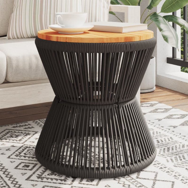 Hkh Mesa De Centro Com Base De Arame Ã˜ 45X44 Cm Acácia Maciça - Preto