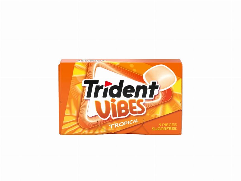 Pastilhas Elásticas Trident Vibes Clutch Tropical Sem Açúcar 21 g