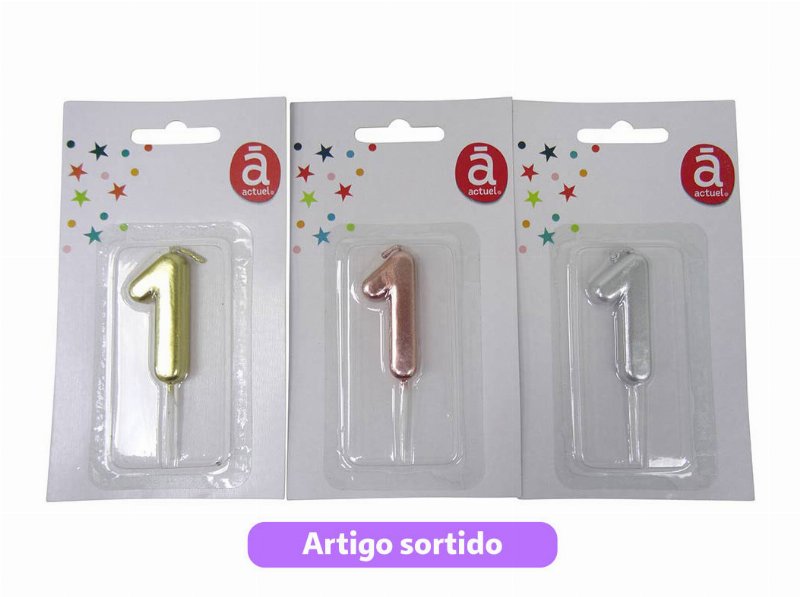 Vela Aniversário Nº1 Actuel Cores Sortidas