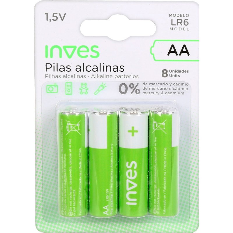 Pilhas Alcalinas Aa Lr6- 8 unidades