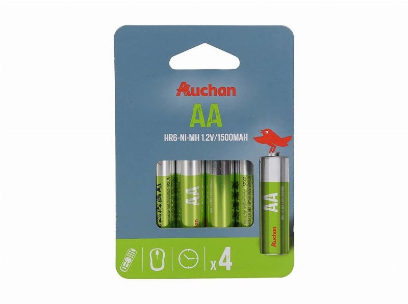 Pack 4 Pilhas Recarregável Auchan Basic Aa 1500Mah Hr6