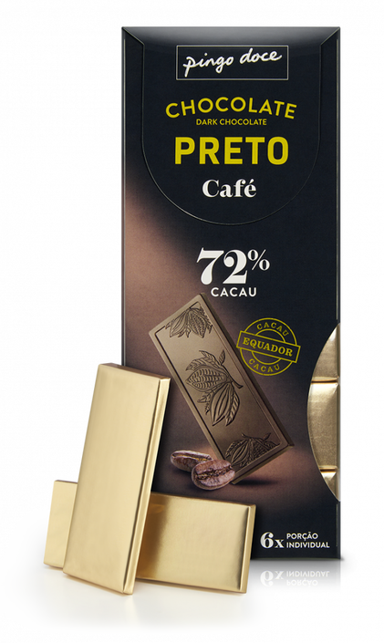 Tablete De Chocolate Negro 72% Cacau Com Café Pingo Doce 0.126Kg