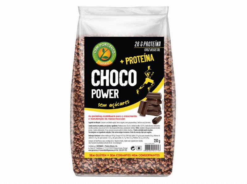 Choco Power Cem Porcento Sem Glúten E Sem Açúcar Adicionados 250 g