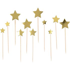 Topper Bolo Estrelas Dourado Kasa