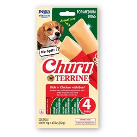 Snack Para Cão Adulto Médio Frango E Vaca Churu Terrine 4 X 30 gr