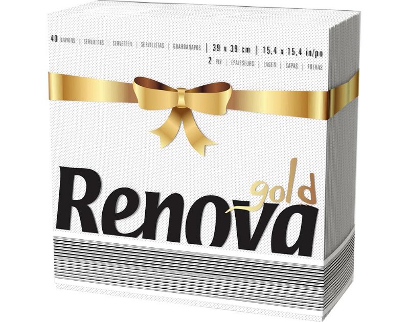 Guardanapos De Folha Dupla Renova Gold Branco Pack 40 Unidades