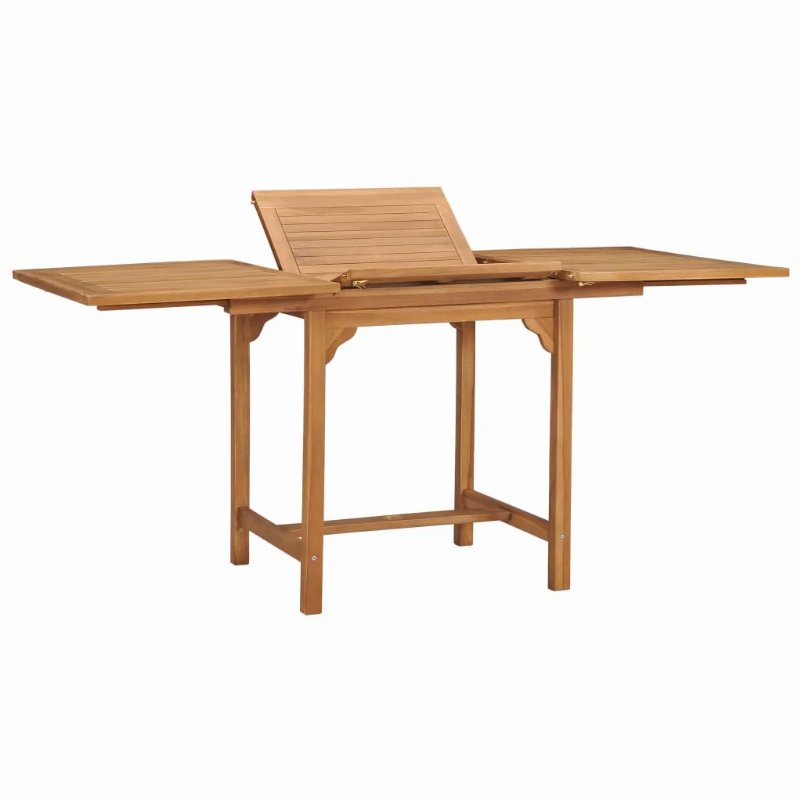 Hkh Mesa De Jardim Extensível (110-160)X80X75Cm Madeira Teca Maciça - Marrom