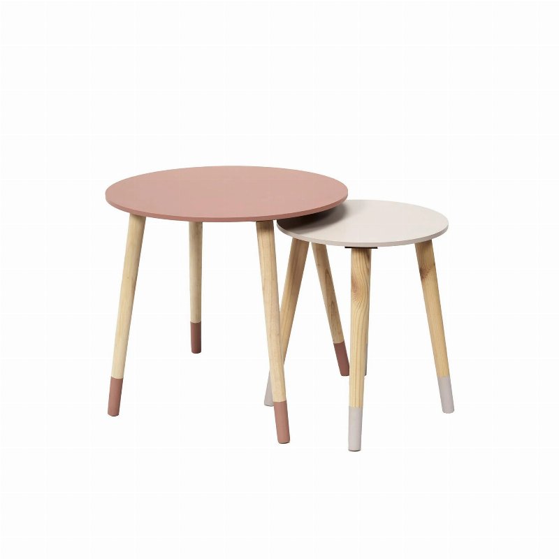 Hkh Conjunto 2 Mesas De Apoio Bicolor Rosa