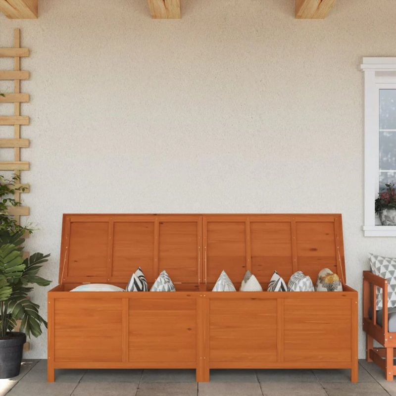 Hkh Caixa Arrumação P/ Jardim 198,5X50X56,5Cm Abeto Maciço Castanho - Marrom