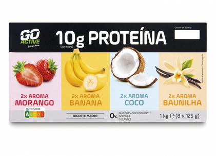 Iogurte Proteína Multipack (Morango, Coco, Banana E Baunilha) Pack 8 Go Active 1Kg