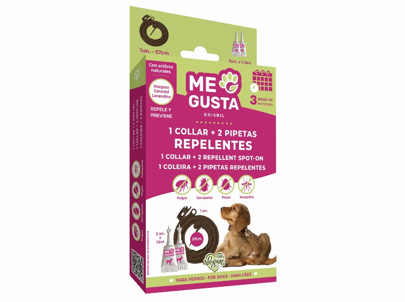 Pack Repelente Me Gusta Cão Coleira + 2 Pipetas