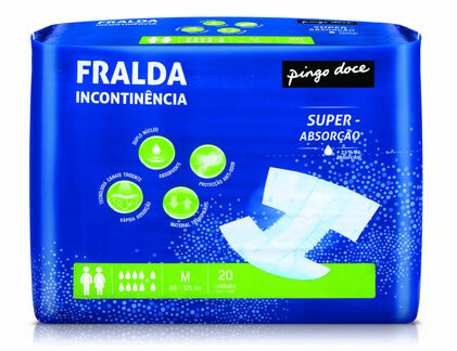 Fraldas Incontinência Absorção Super Tamanho Médio Pingo Doce 20Un
