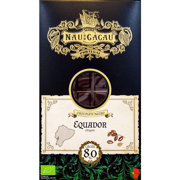 Chocolate Preto Equador 80% Cacau Biológico 80 g